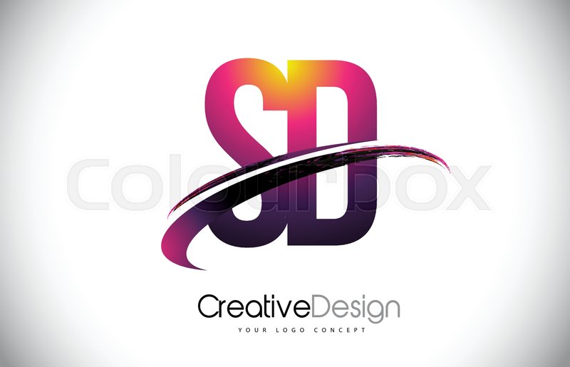 800x515 Sd S D Purple Letter Logo With Swoosh Stock Vector Colourbox