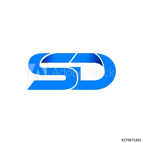 500x500 Sd Logo Initial Logo Vector Modern Blue Fold Style