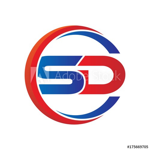 500x500 Sd Logo Vector Modern Initial Swoosh Circle Blue And Red