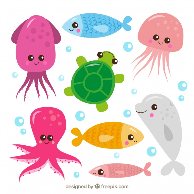 626x626 Set Of Cute Sea Animals Vector Free Download