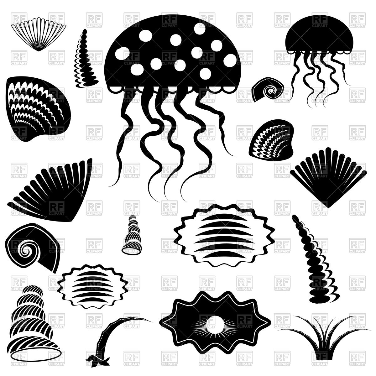 1200x1200 Silhouettes Of Sea Animals Vector Image Of Plants And Animals
