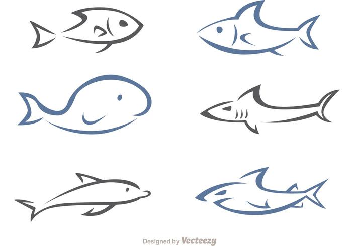 700x490 Simple Linear Sea Animals Vector