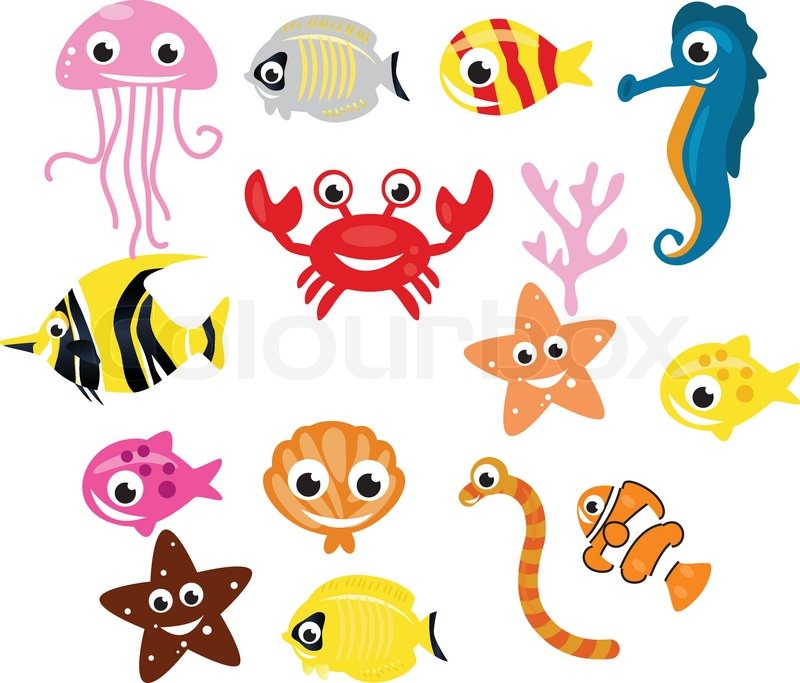 800x683 Vector Illustration Of Sea Animals Stock Vector Colourbox