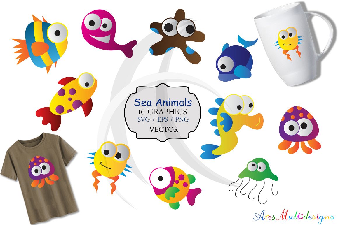 1158x772 Sea Animal Sea Animals Clip Art Sea Animal Vector Hand