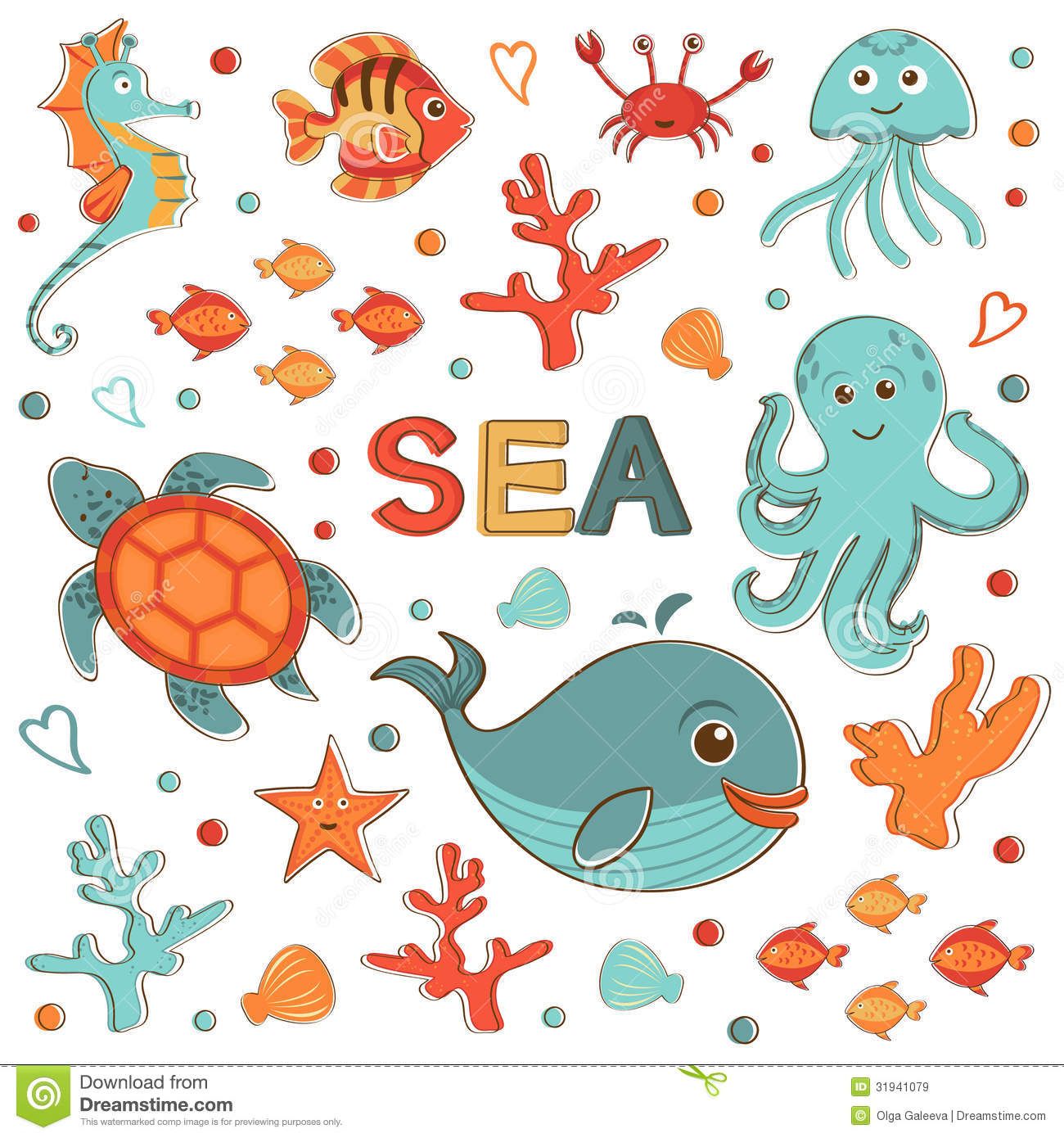 1300x1390 Cute Cartoon Sea Animals Cute Sea Animals Vector
