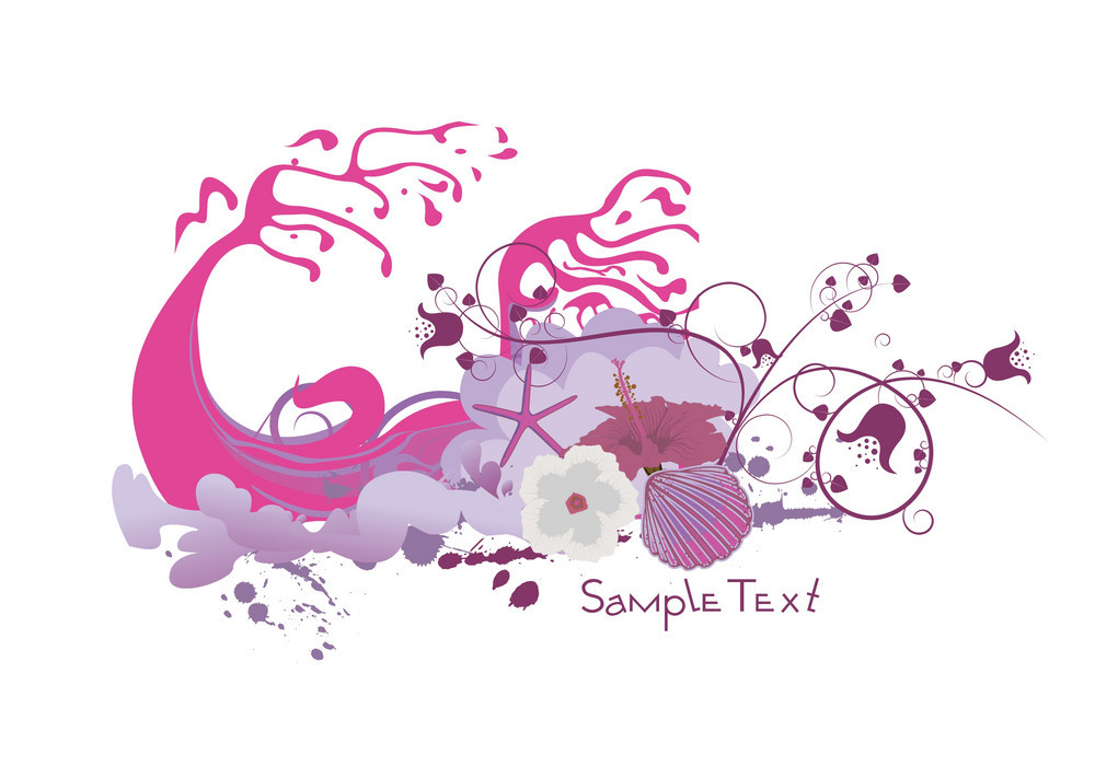 1000x700 Floral With Grunge And Sea Creatures Vector Free
