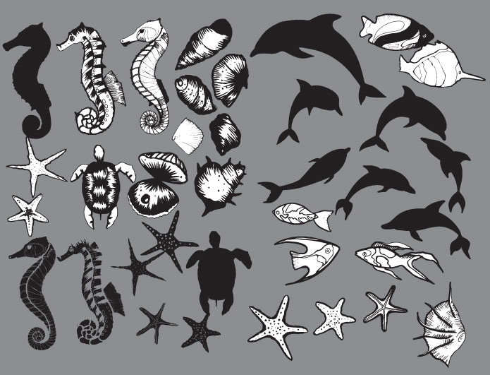 695x531 Sea Creatures Vector Pack Vector Sea Creatures Royalty Free