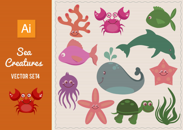 630x450 Sea Creatures Vector Set