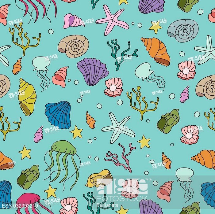 701x700 Seamless Pattern With Colorful Sea Creatures