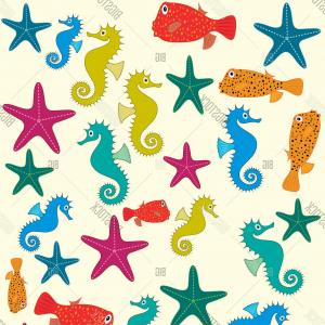300x300 Set Of Sea Creatures Cute Cartoon Animals Vector Catchsplace