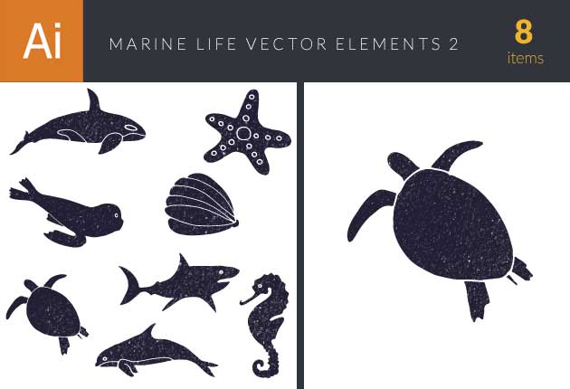 Marine Life Underwater Vector Set 630x430 Marine Life Underwater Vector Set