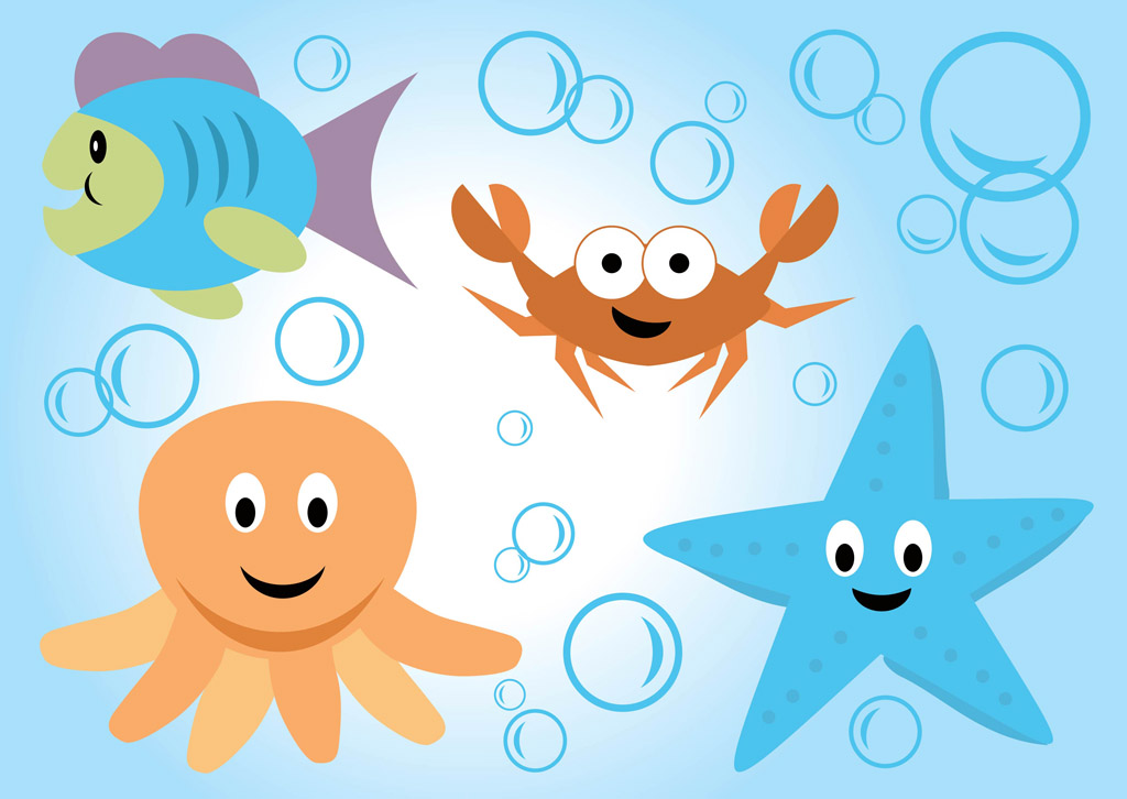 Sea Life Vector Cartoons Vector Art Graphics 1024x726 Sea Life Vector Cartoons Vector Art Graphics