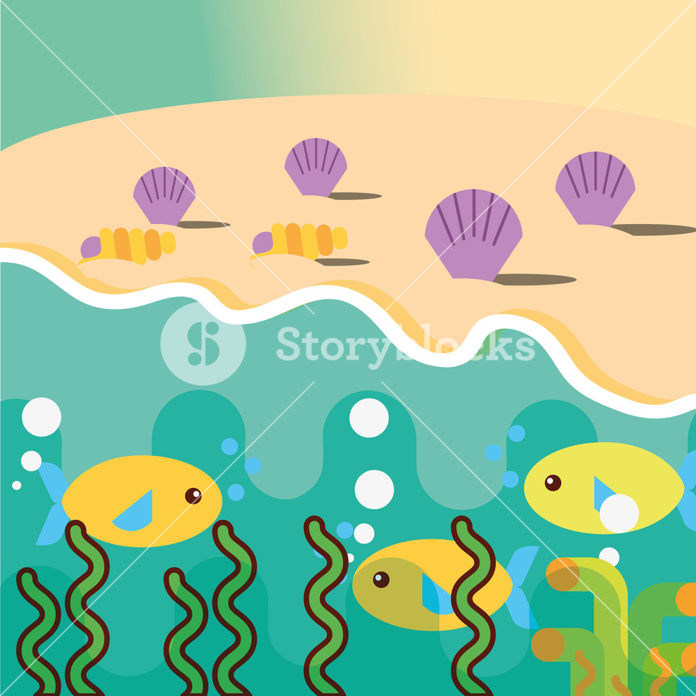 Beach Clam Shell Fishes Underwater Ocean Sea Life Vector 1000x1000 Beach Clam Shell Fishes Underwater Ocean Sea Life Vector