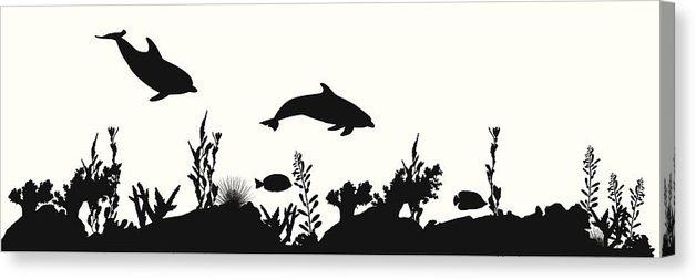 Coral Sea Life Vector Silhouette Canvas Print Canvas Art 628x252 Coral Sea Life Vector Silhouette Canvas Print Canvas Art