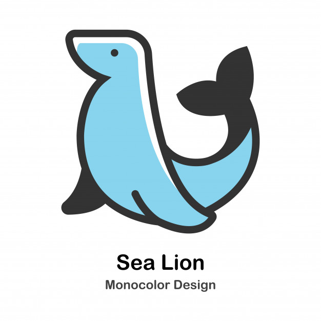 626x626 Sea Lion Monocolor Illustration Vector Premium Download