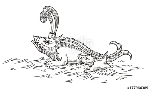 500x303 Toothy Sea Monster Vector Stock Image And Royalty Free Vector