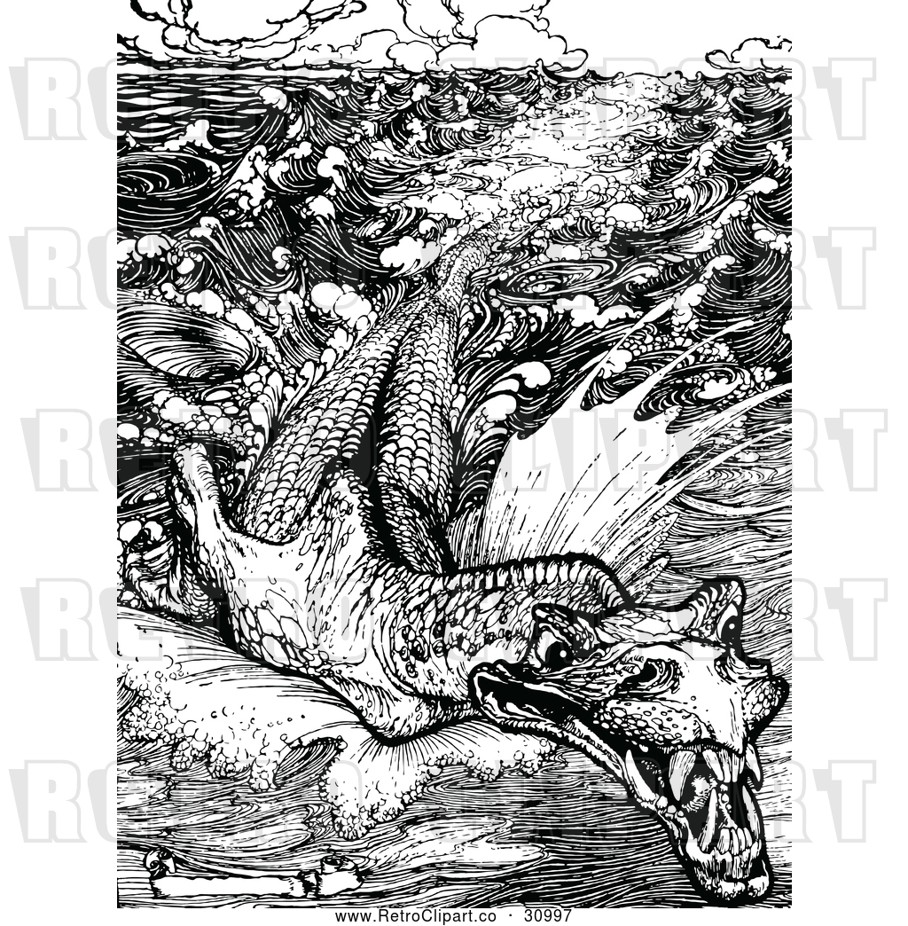 1024x1044 Vector Clip Art Of Retro Leviathan Sea Monster
