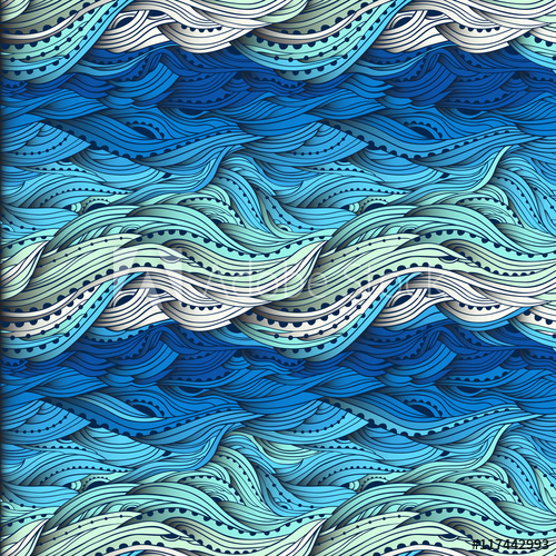 Abstract Water Pattern, Hand Drawn Waves Vector, Blue Wave 500x500 Abstract Water Pattern, Hand Drawn Waves Vector, Blue Wave