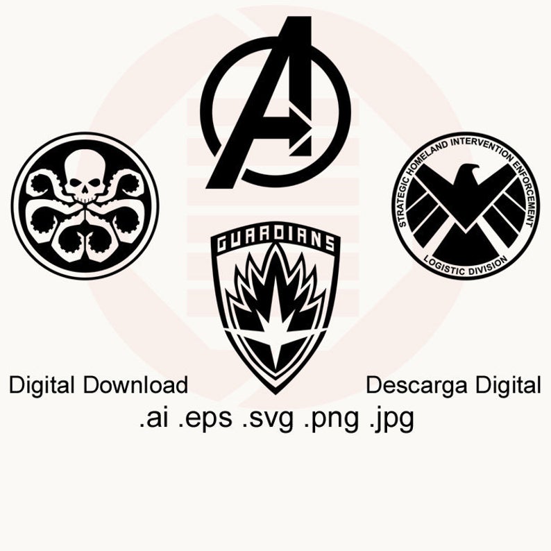 794x794 Avengers Clipart Marvel Symbols Logo Vector Printable Wall Etsy