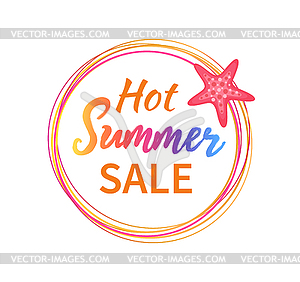 300x282 Hot Summer Sale Round Banner With Red Sea Star