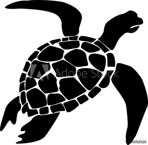 500x491 Sea Turtle Swimming Silhouette Vector