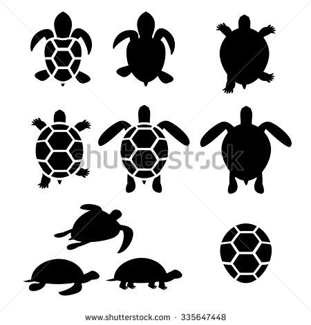 450x470 Set Of Turtle And Tortoise Silhouette, Vector Tattoo Ideas