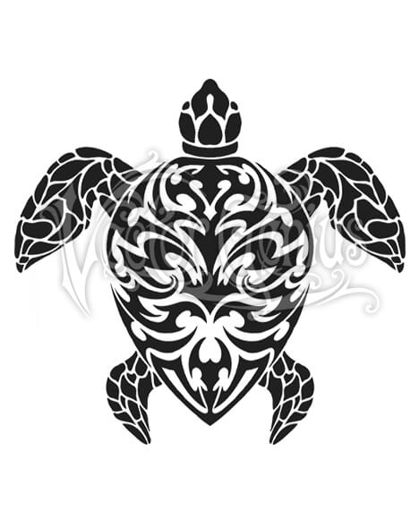 468x580 Sea Turtle Tropical Tribal Tattoo Clipart