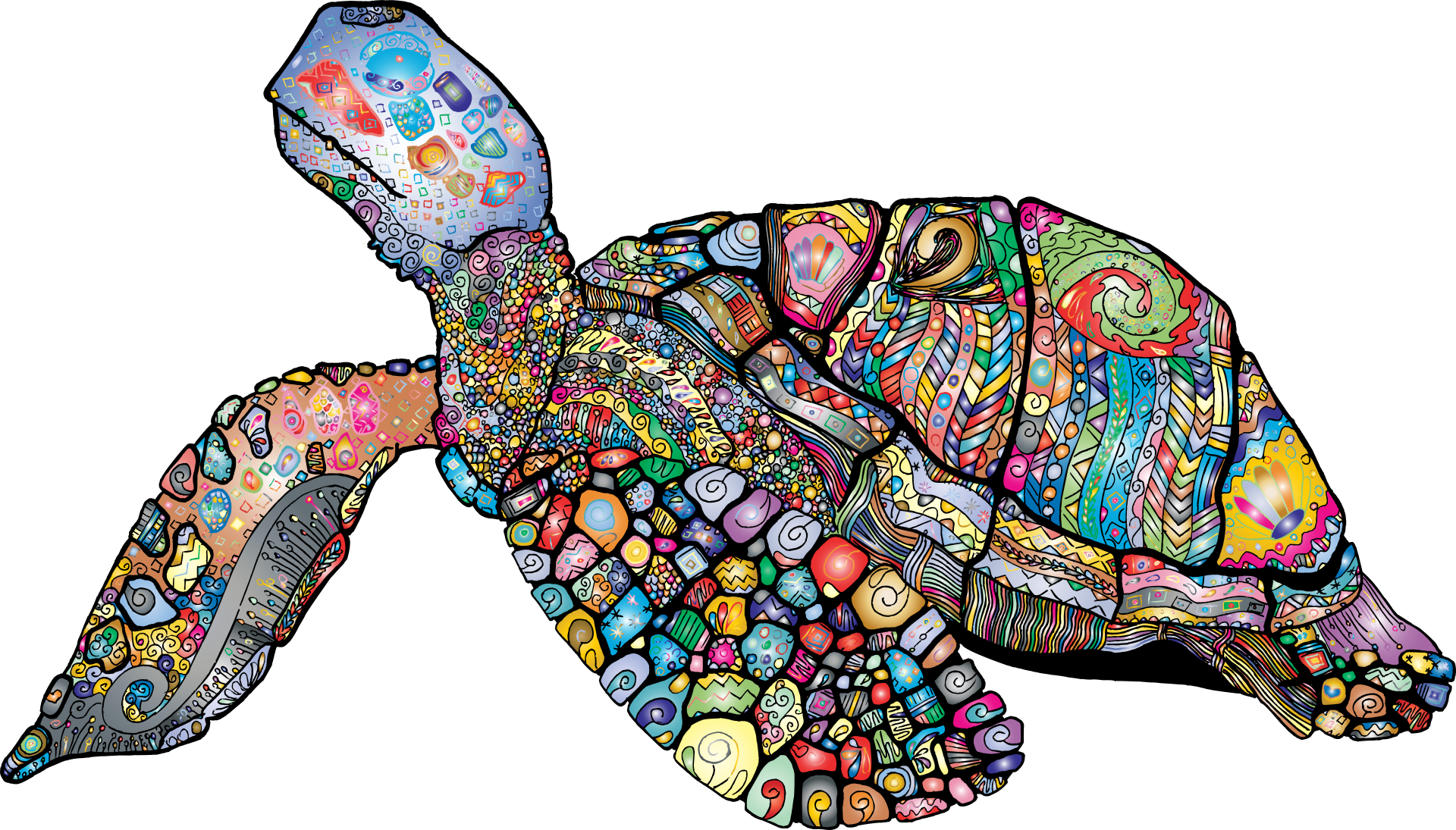 1920x1095 Colorful Sea Turtle, Vector Art Art