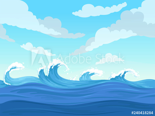 500x375 Ocean Surface Wave Seamless Underwater Cartoon Liquid Pattern