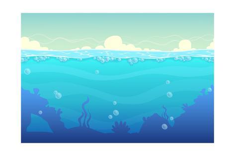 473x315 Underwater Seamless Landscape, Sea Vector Background Art