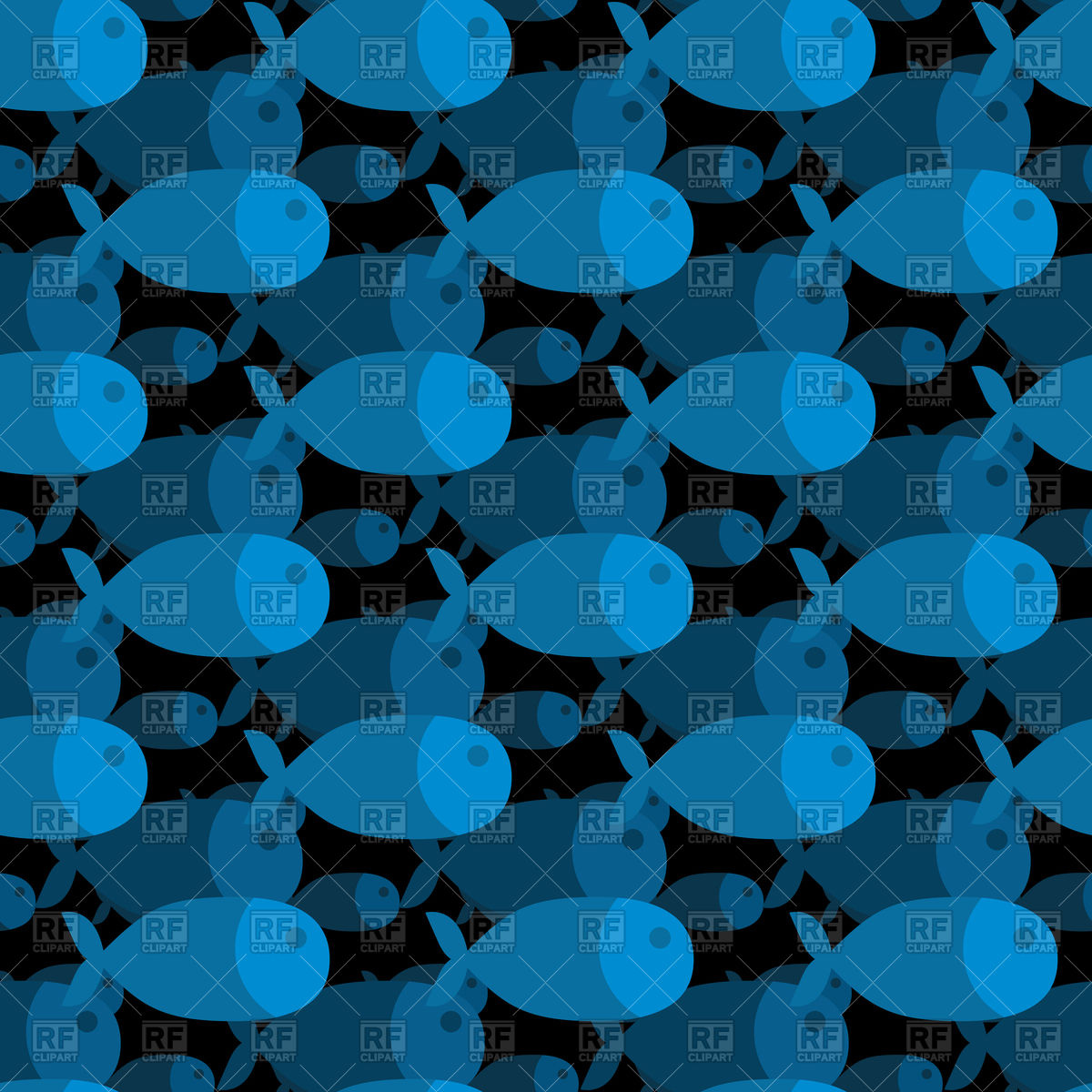 1200x1200 Fish Seamless Pattern, Blue Fish In The Sea Vector Image