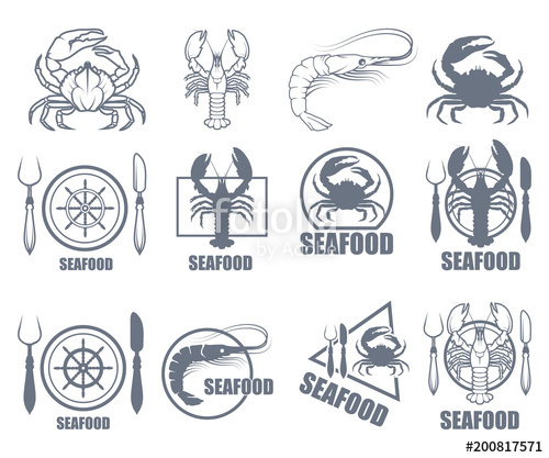 500x417 Set Of Seafood Logo Vector Seafood Lettering Stock Image