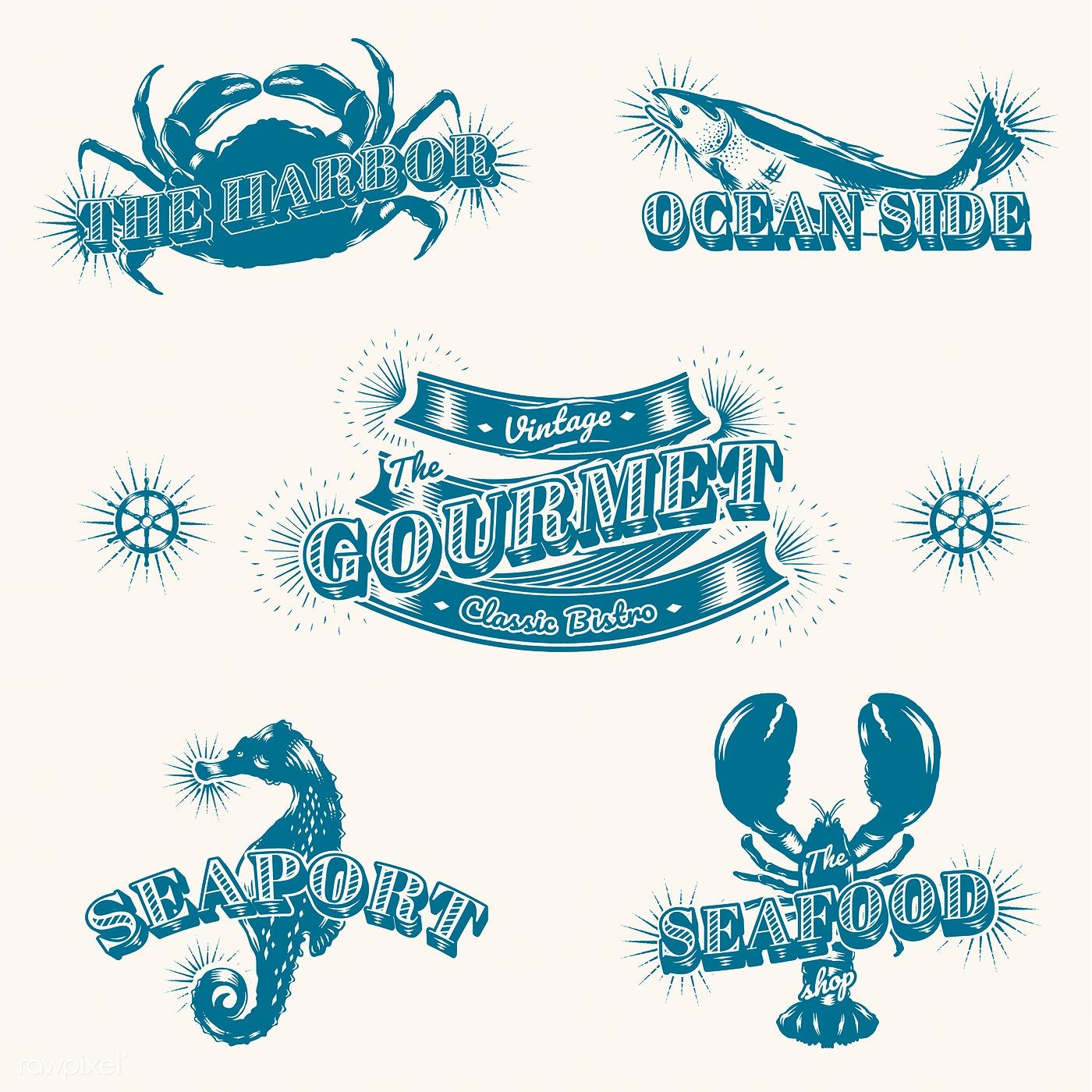 1400x1400 Download Premium Vector Of Seafood Restaurant Vintage Logos Vector