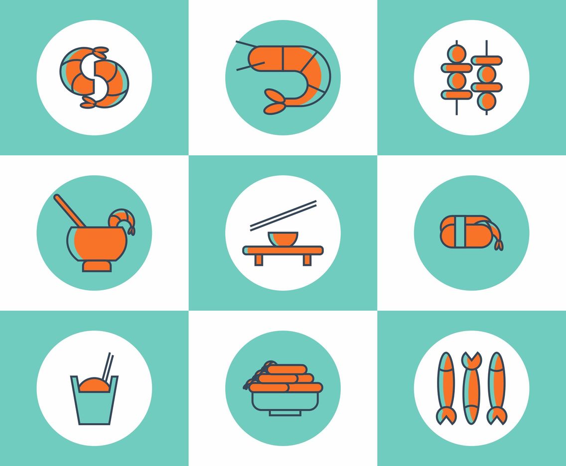 Shrimp And Seafood Vector Set Vector Art Graphics 1136x936 Shrimp And Seafood Vector Set Vector Art Graphics