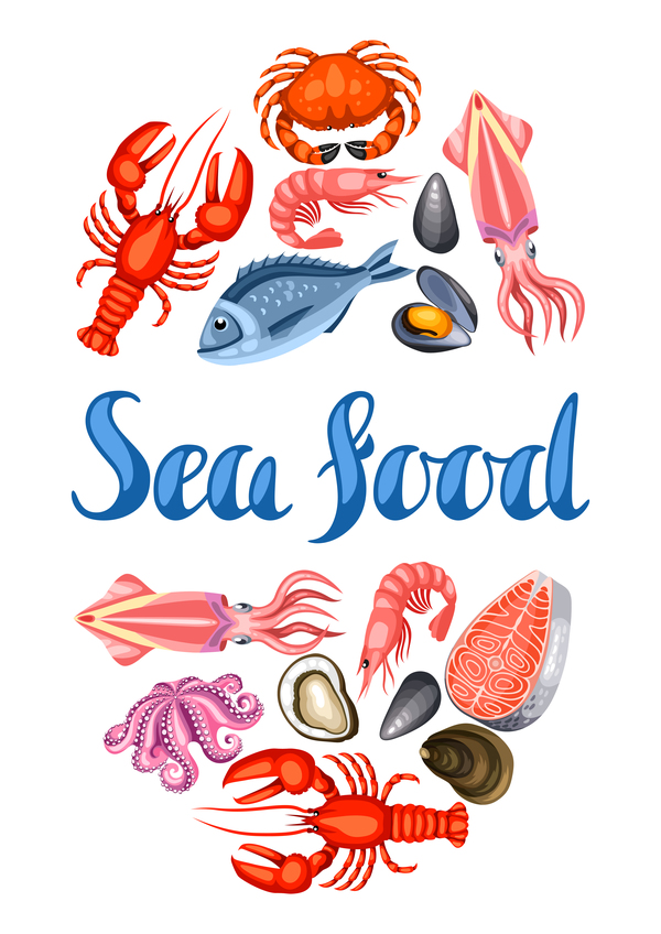 Different Seafood Illustration Vector Free Download 600x848 Different Seafood Illustration Vector Free Download