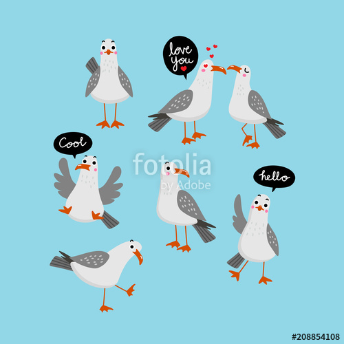 Seagull Vector Bird Character Cute Cartoon Stock Image 500x500 Seagull Vector Bird Character Cute Cartoon Stock Image