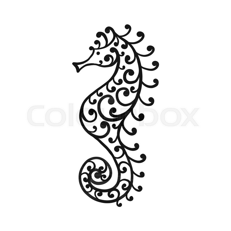 800x800 Seahorse Silhouette, Sketch For Your Stock Vector Colourbox