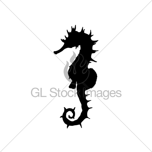 500x500 Vector Illustration Of Black Seahorse Silhouette Hand Dr Gl