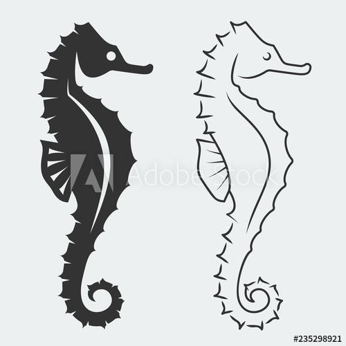 500x500 Vector Seahorse Silhouettes