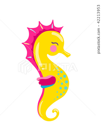 340x450 Seahorse Vector, Cartoon Illustration