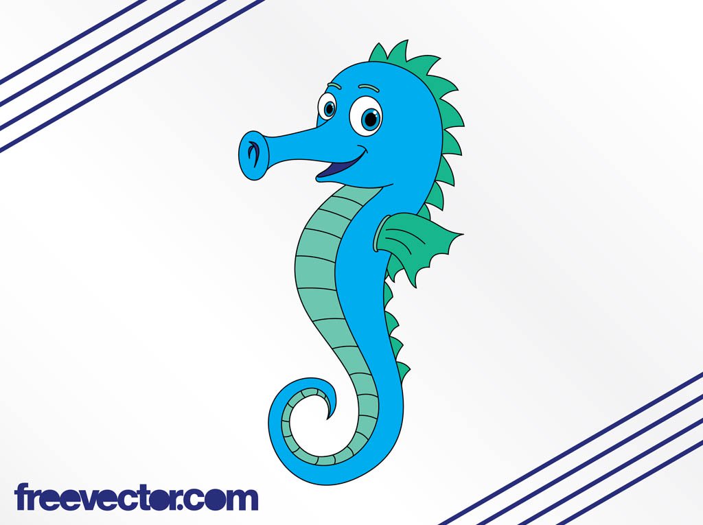 1024x765 Cartoon Seahorse Vector Art Graphics