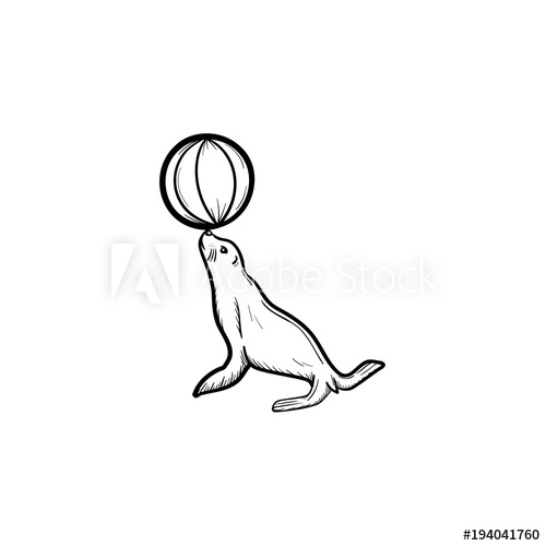 500x500 Seal Hand Drawn Outline Doodle Icon Circus Animal Vector Sketch