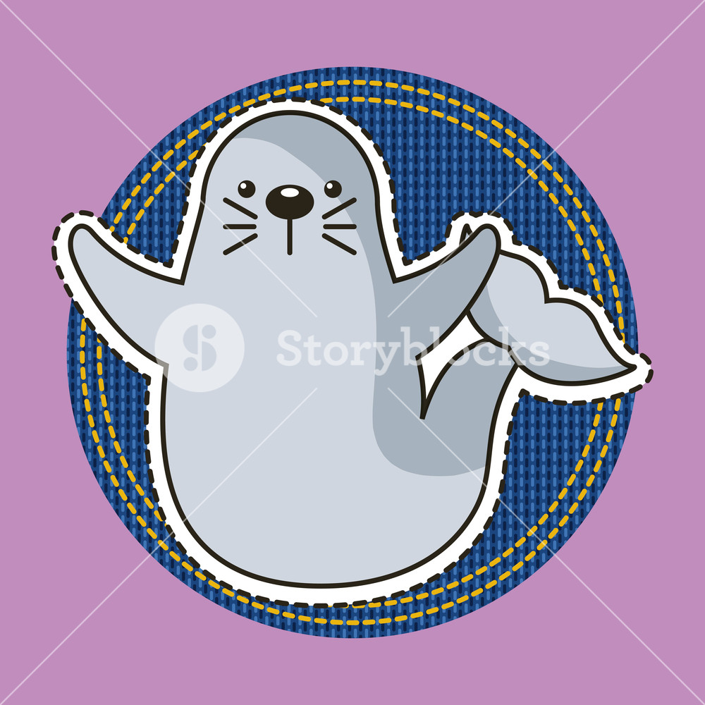 1000x1000 Patch Seal Sealife Animal Decoration Sticker Vector Illustration