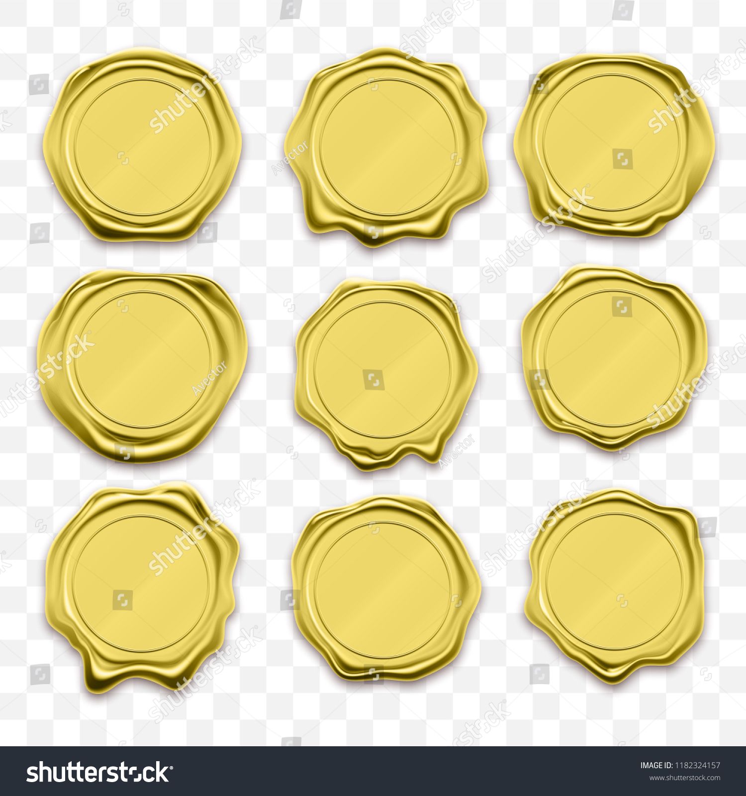 1500x1600 Gold Stamp Wax Seal Approval Vector Sealing Retro Label Set