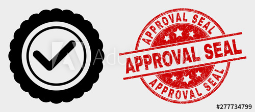 500x221 Vector Approve Seal Pictogram And Approval Seal St Red Rounded