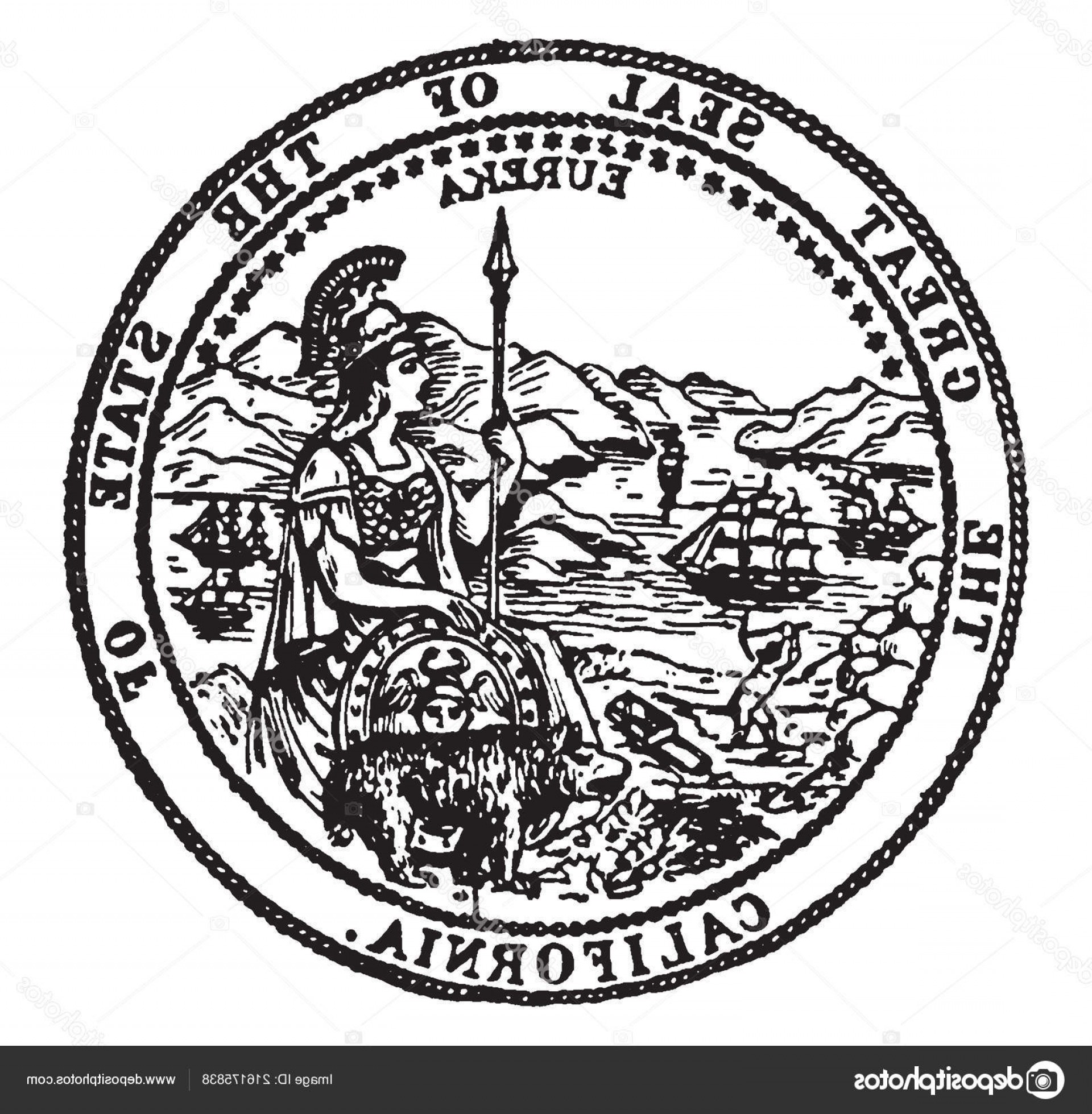 1920x1959 Stock Illustration Great Seal State California Seal Handandbeak