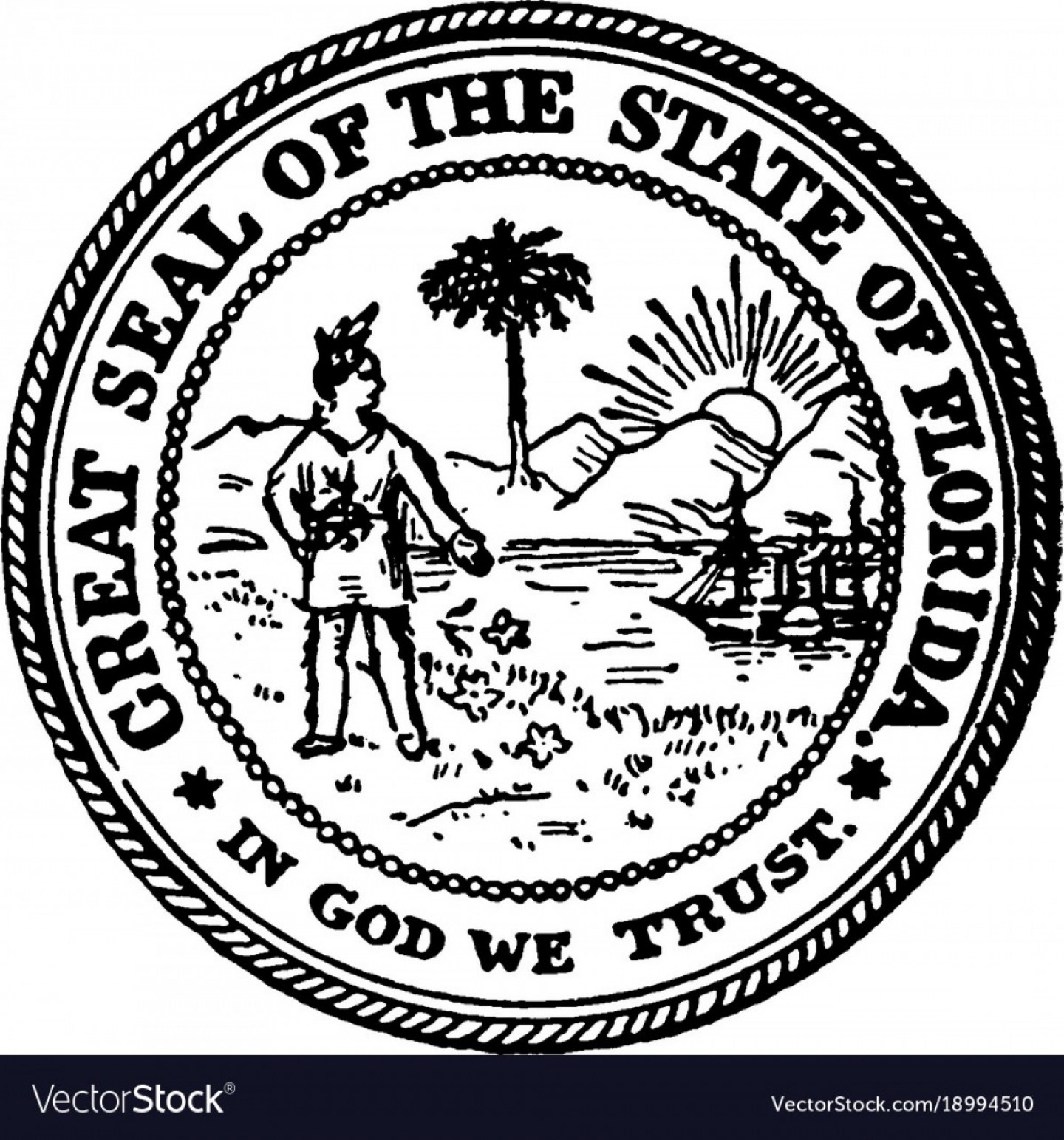 1440x1543 The Great Seal Of The State Of Florida Vintage Vector Soidergi