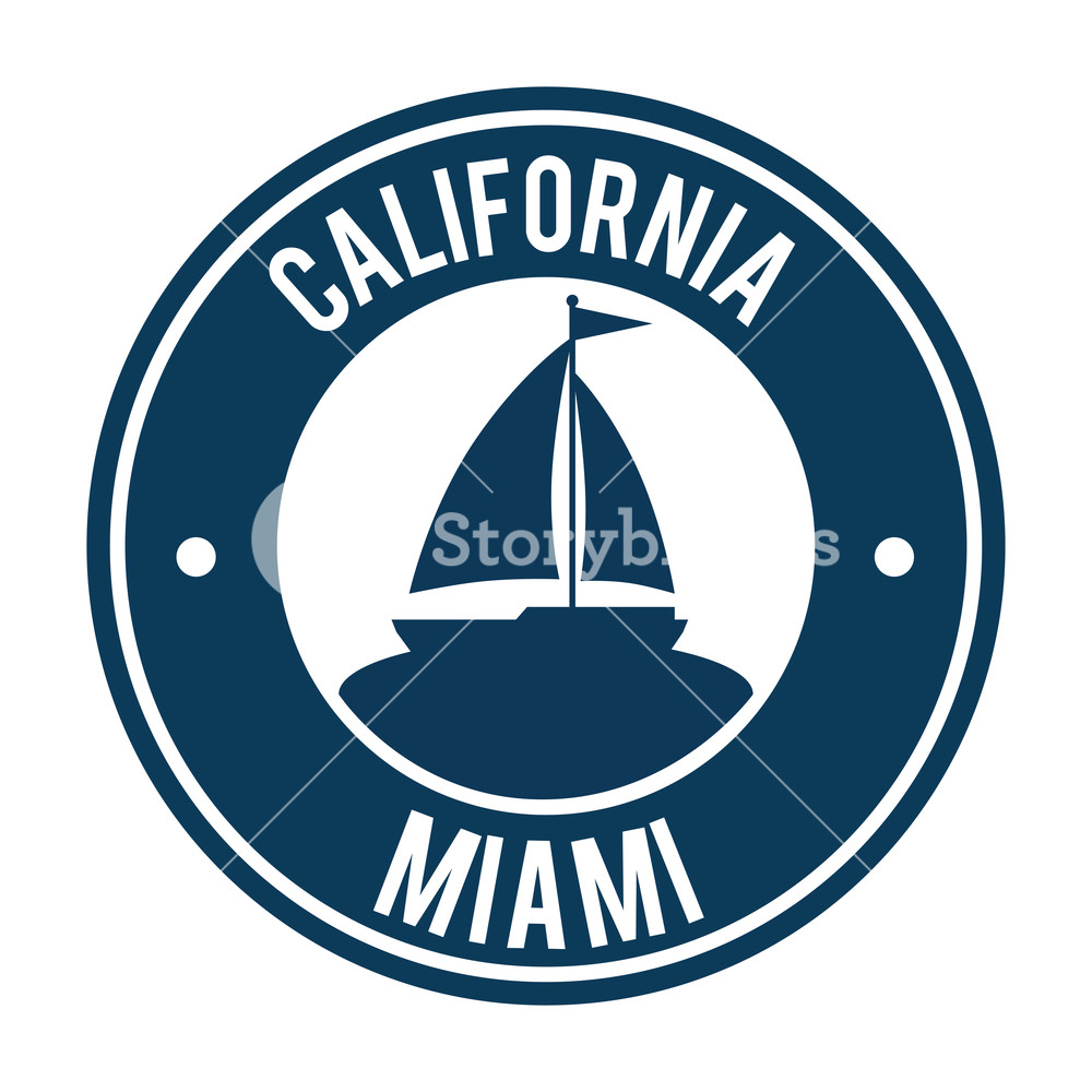 1000x1000 Miami Beach California Seal Vector Illustration Design Royalty