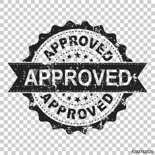 500x500 Approved Scratch Seal Stamp Vector Icon Approve Accepted Badge