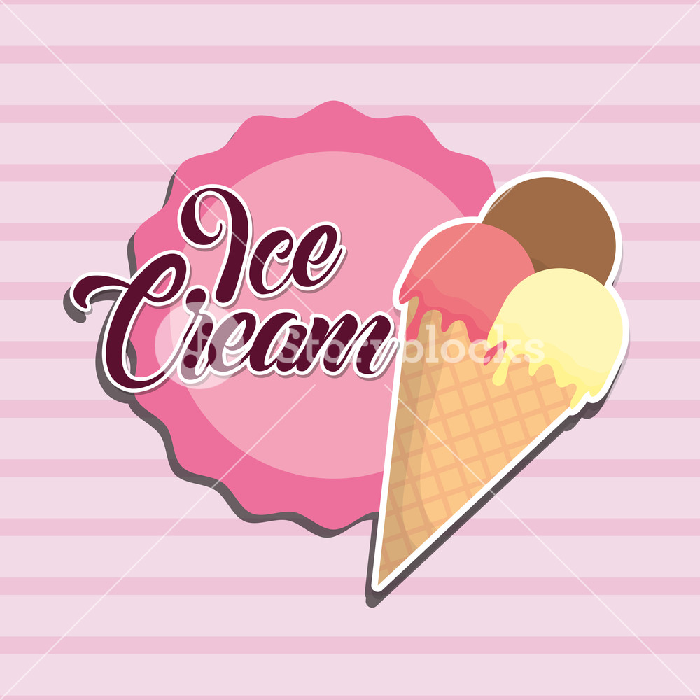 1000x1000 Seal Stamp With Ice Cream Cone Icon Over Pink Background, Colorful